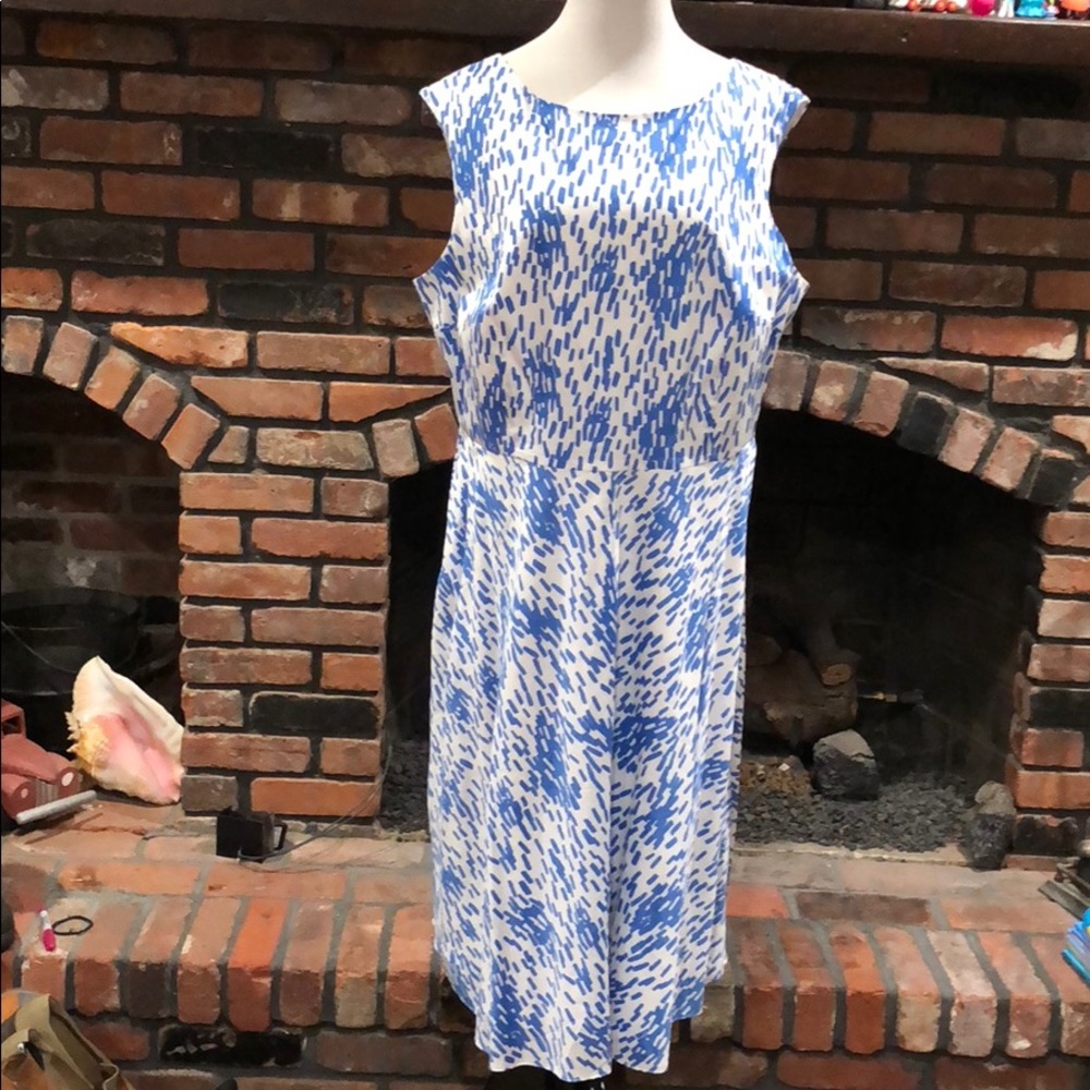 Boden blue and white print dress size 16